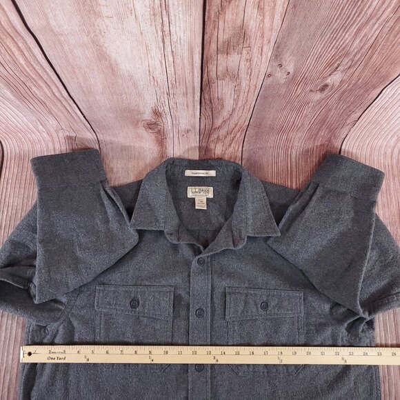 LL Bean Mens Size Large Regular Chamois Cloth Shirt Traditional Fit Gray 187923 - Picture 14 of 15